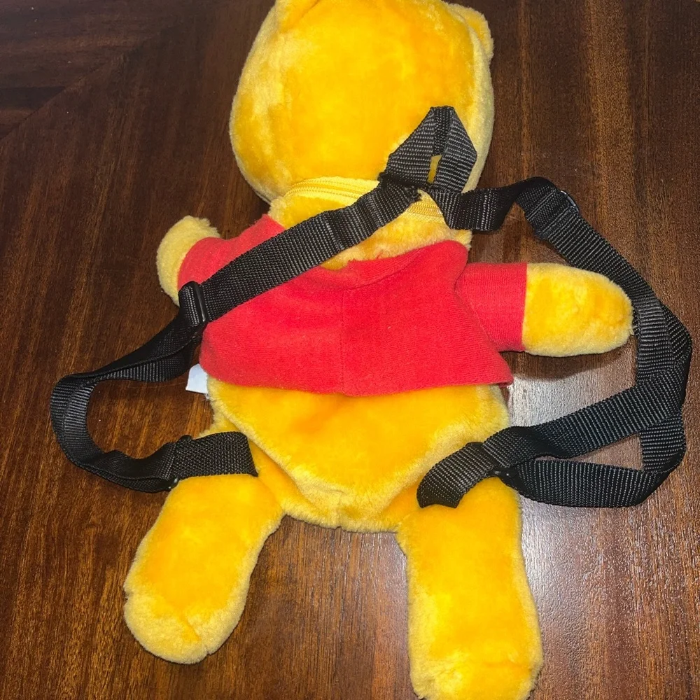 Disney Winnie The Pooh Bear Plush Backpack Adjustable Straps Zipper Pouch